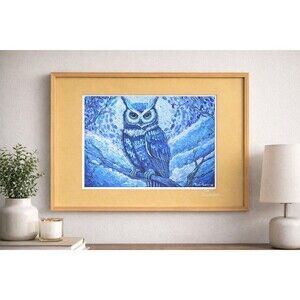 Silent Winter – Blue Owl Artwork Print (11x14 Matted, Limited Edition)